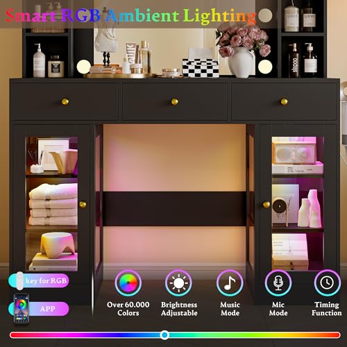 White Makeup Vanity Desk with Mirror and Lights I479