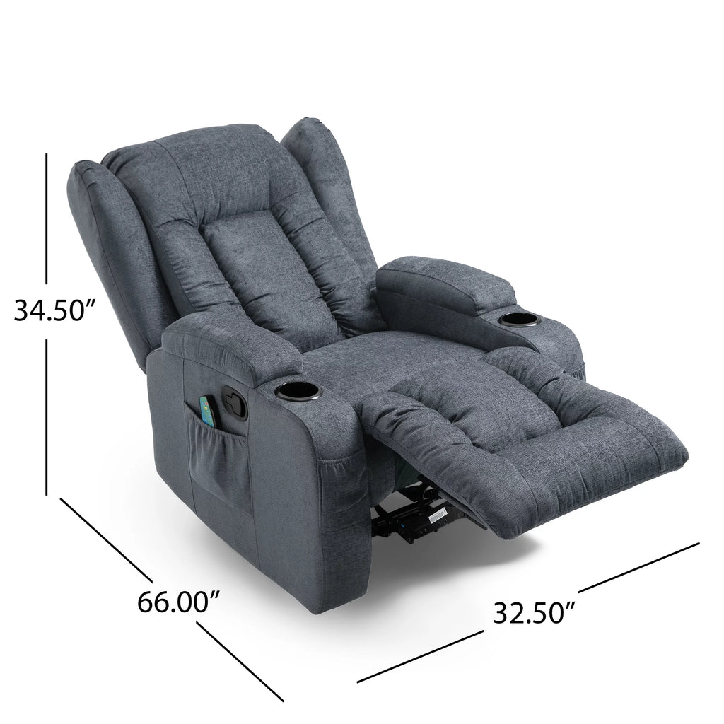 Charcoal Fabric Tufted Massage Recliner U690150