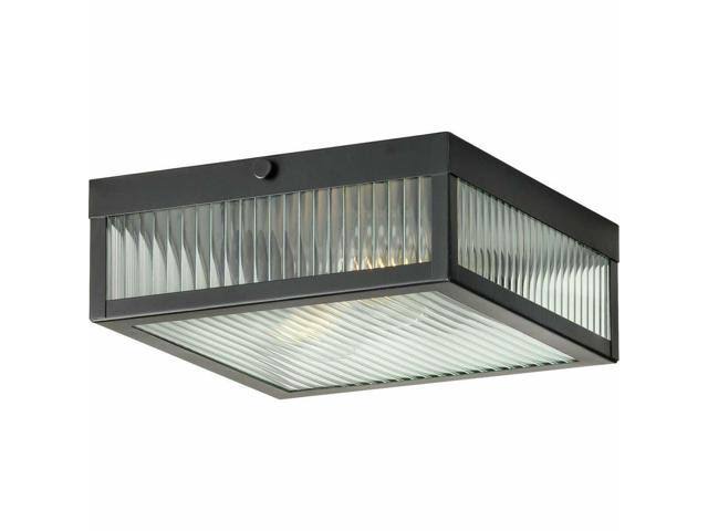 Black 2 Light Flush Mount Square O476
