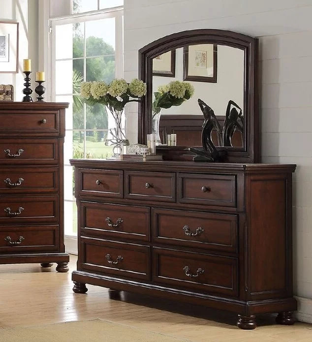 King Size 6pc Cherry Veneer Bedroom Furniture Set Y571244