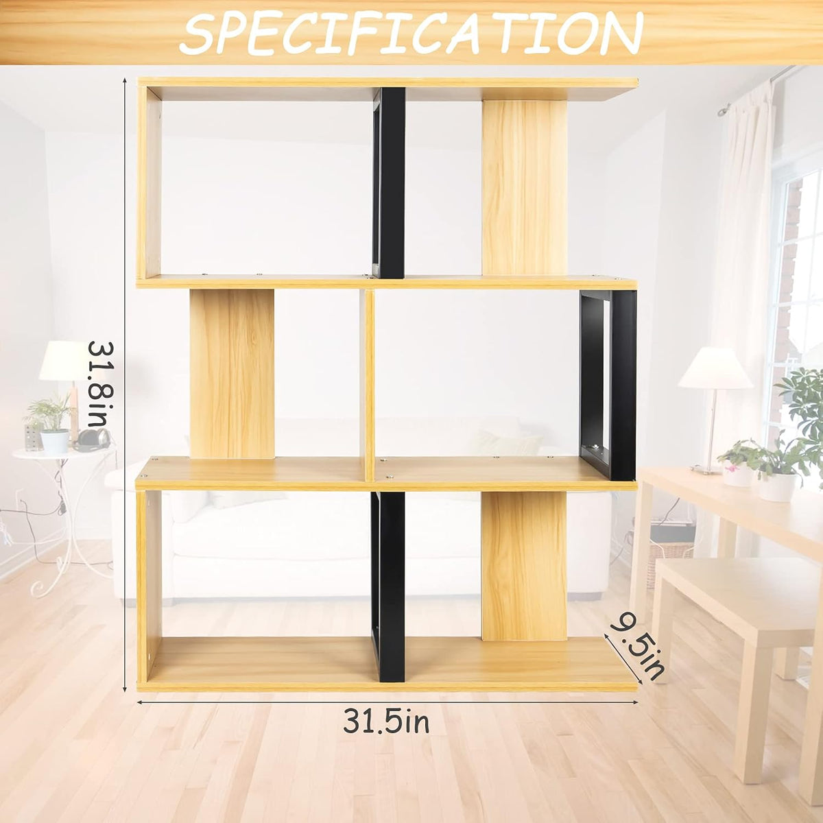 3-Tier Ladder Bookshelf with Storage Organizer, Walnut J475