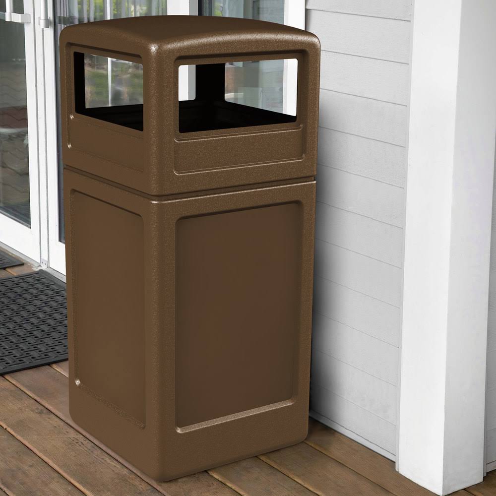 Brown 42 Gallon Square Waste Container with Dome Lid Q85255