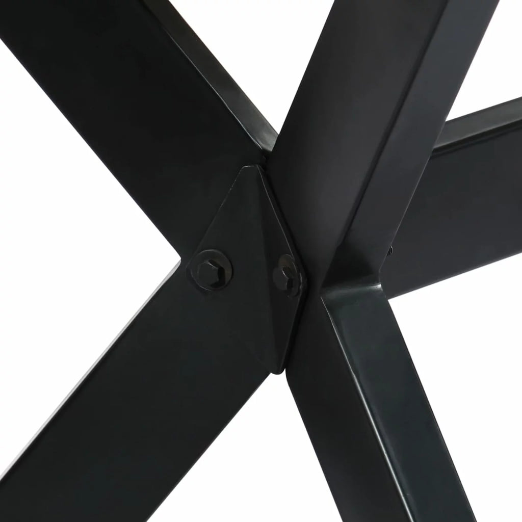 Modern Dining Table Mango Wood Tabletop Steel Frame 55.1 Inches A2737