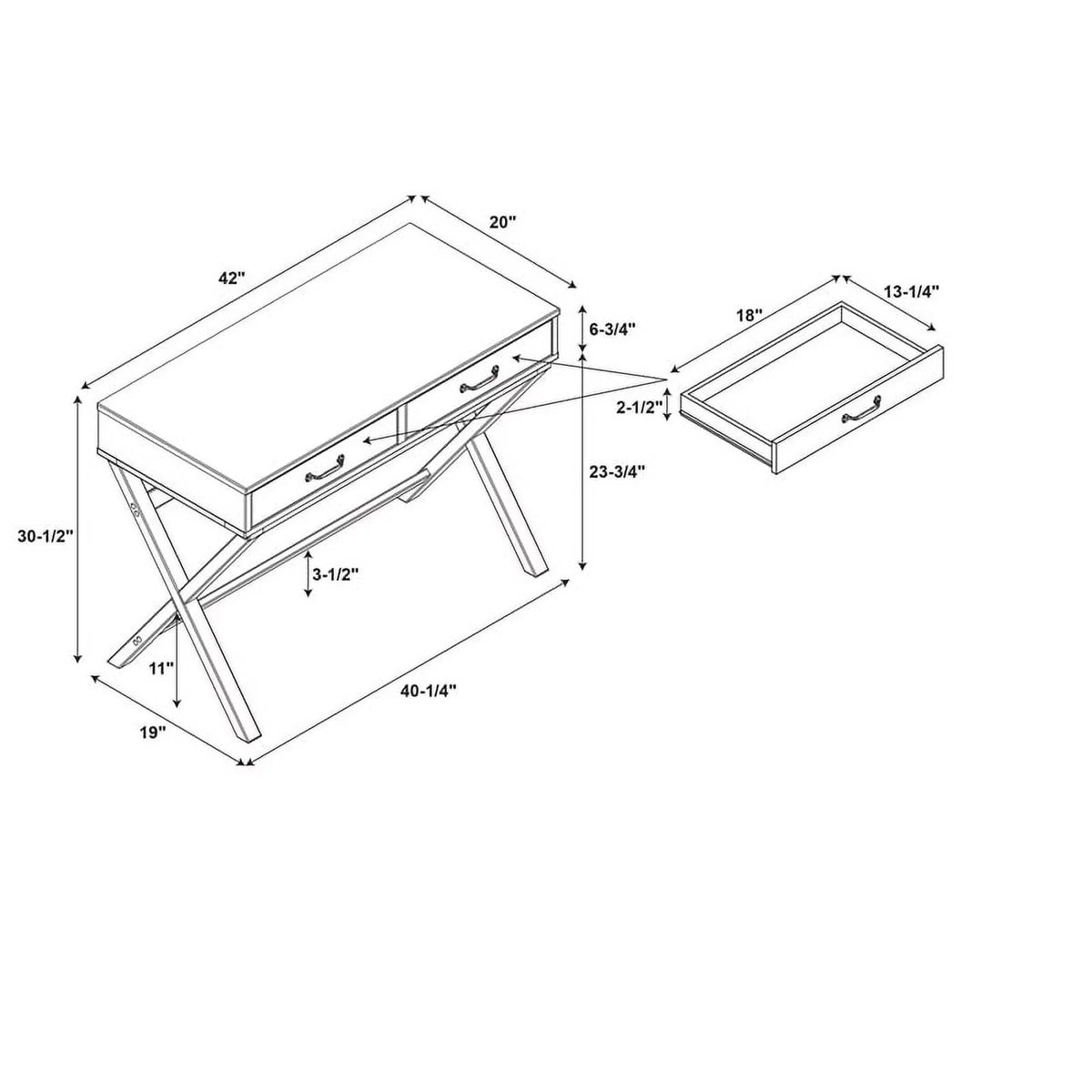 Black 2-Drawer Wood Desk A99880
