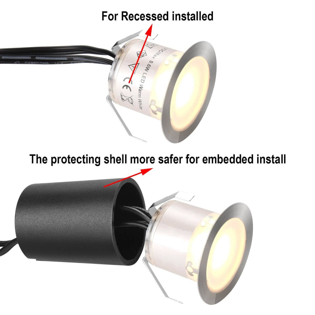 10-pcs 12V IP67 Waterproof Recessed LED Deck Light Kits P670