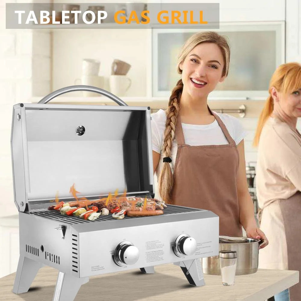 Portable 2 Burner Stainless Steel Propane Grill Q3210