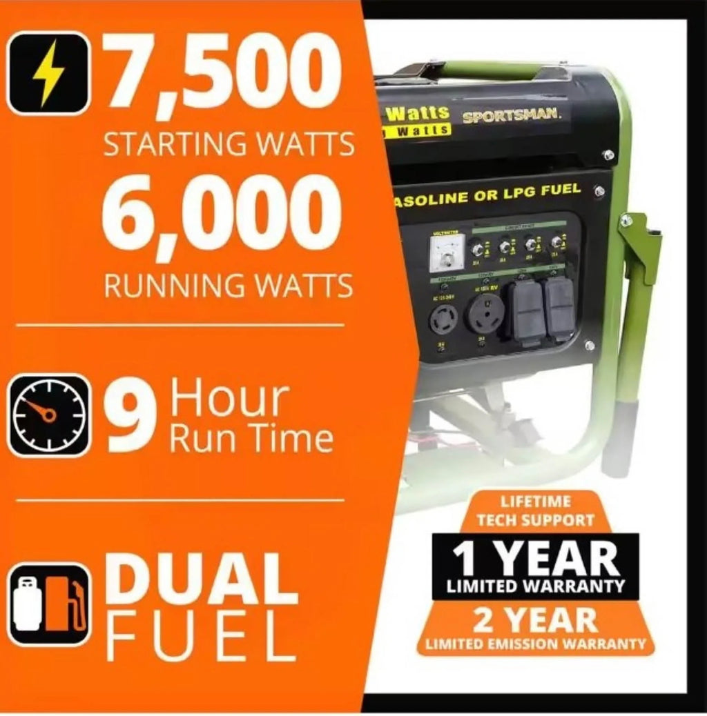 7500 Watts Portable Tri-Fuel Generator A839475