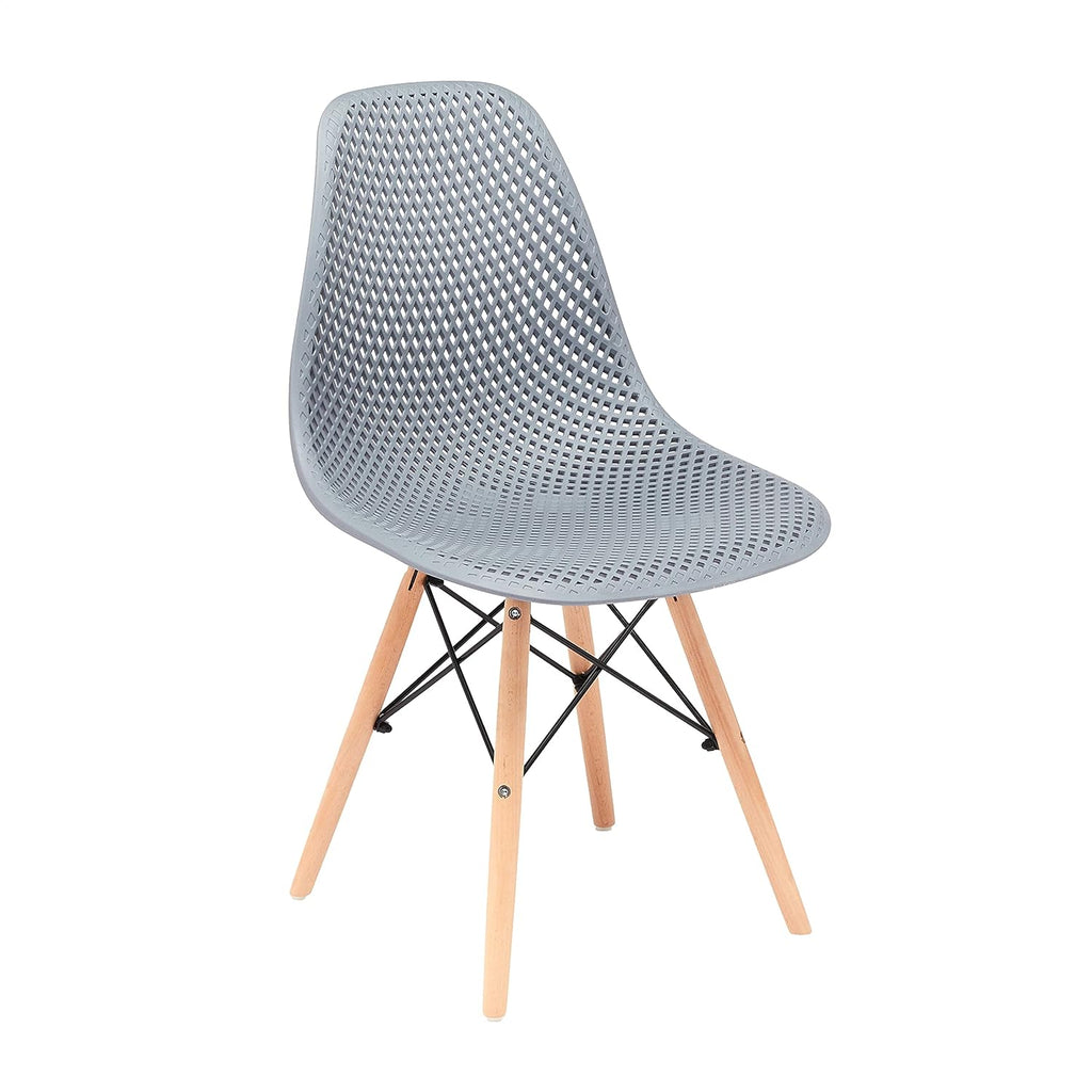 Beige Plastic Shell Chair with Beech Wood Legs U152850