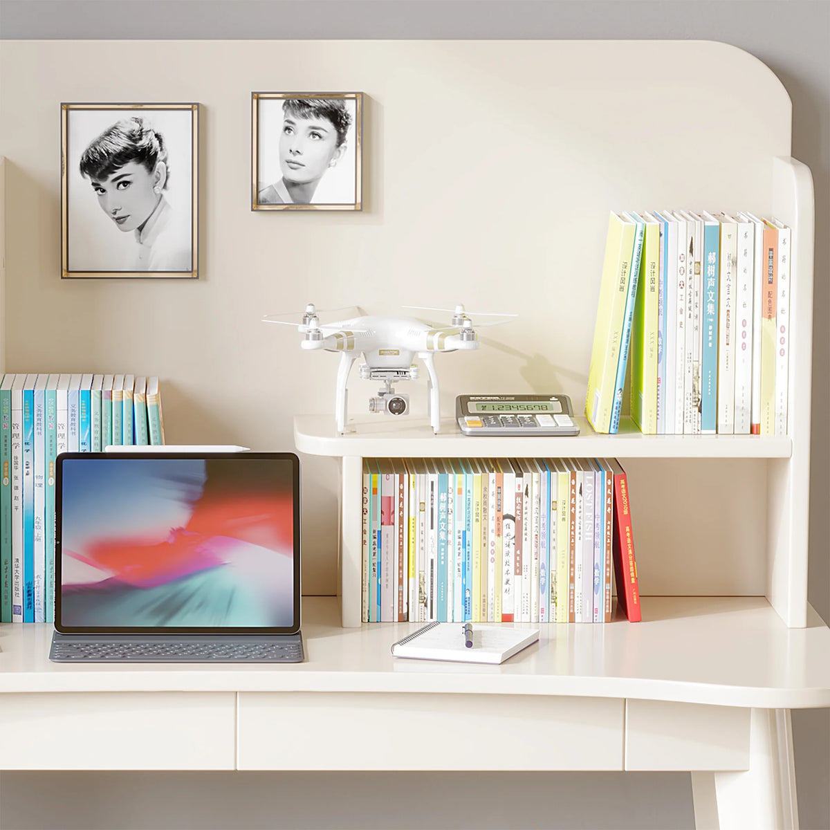 Kids Wooden Study Desk with Bookshelf and Two Drawers R4998