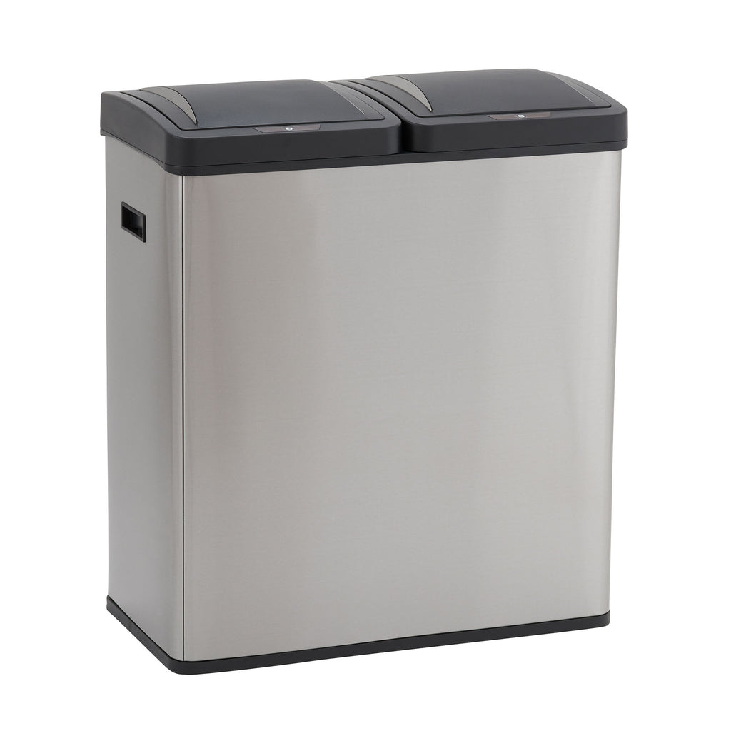 Stainless Steel Touchless Trash Can with Dual Compartments, 30 Liter / 8 Gallon A9363