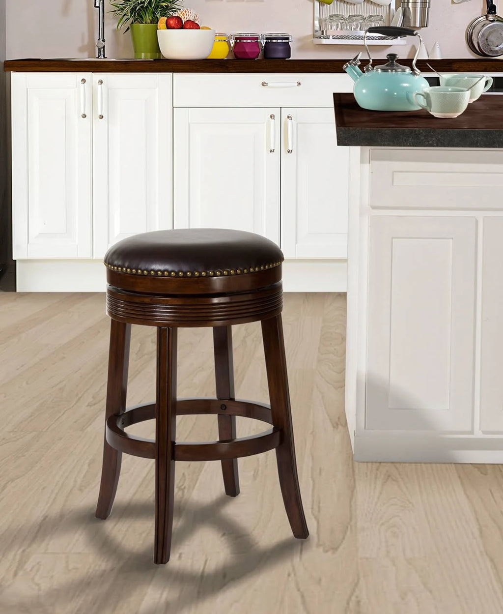 Cherry Backless Swivel Counter Stool R2403