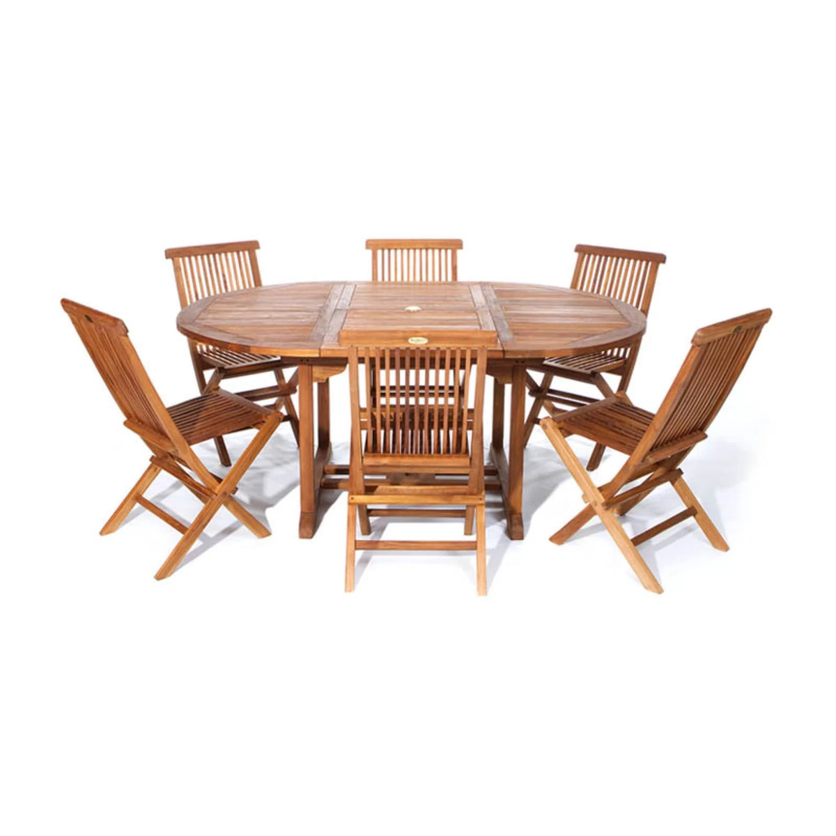Teak Oval Folding Patio Dining Set Y2128