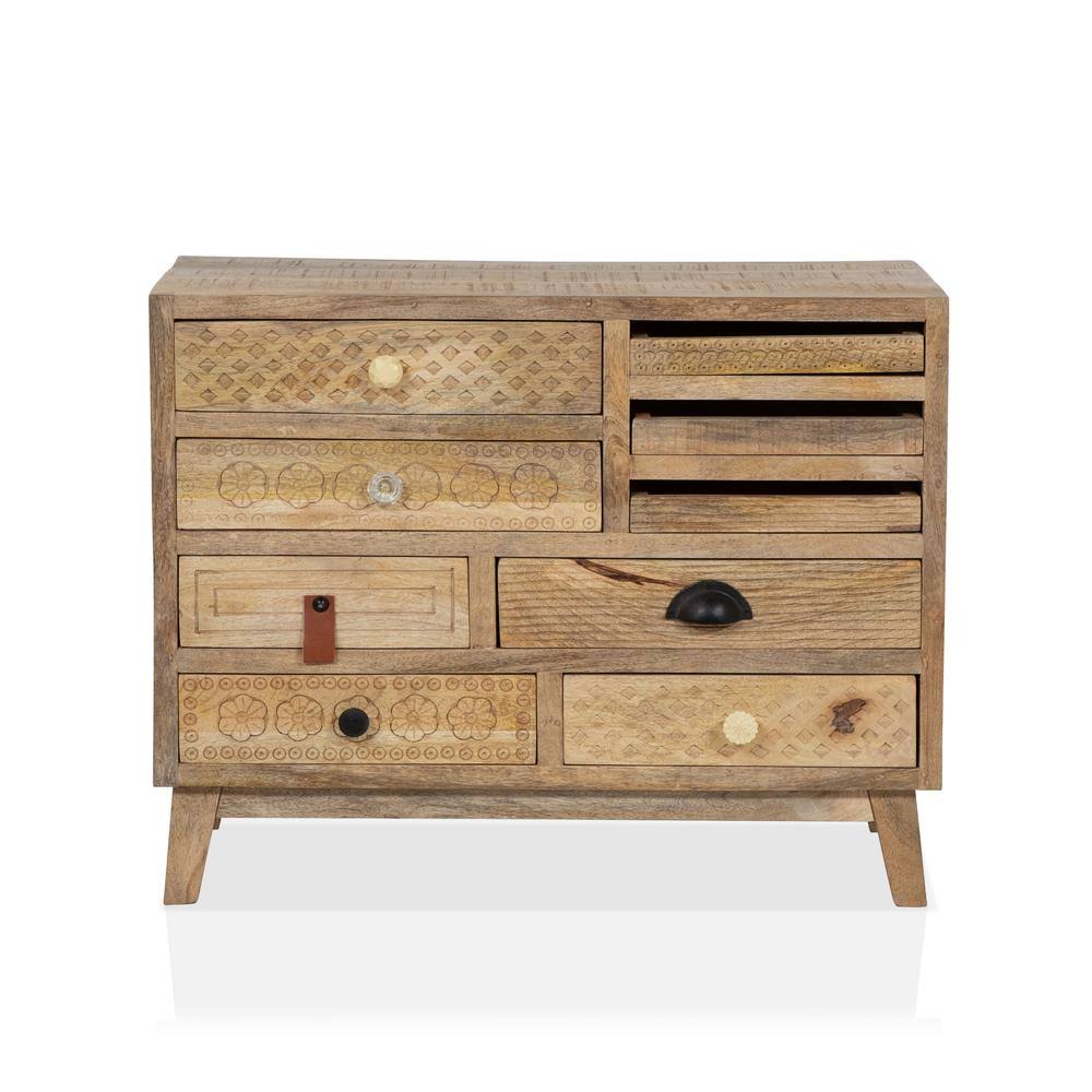 Natural Mango Wood 9-Drawer Accent Cabinet N305773