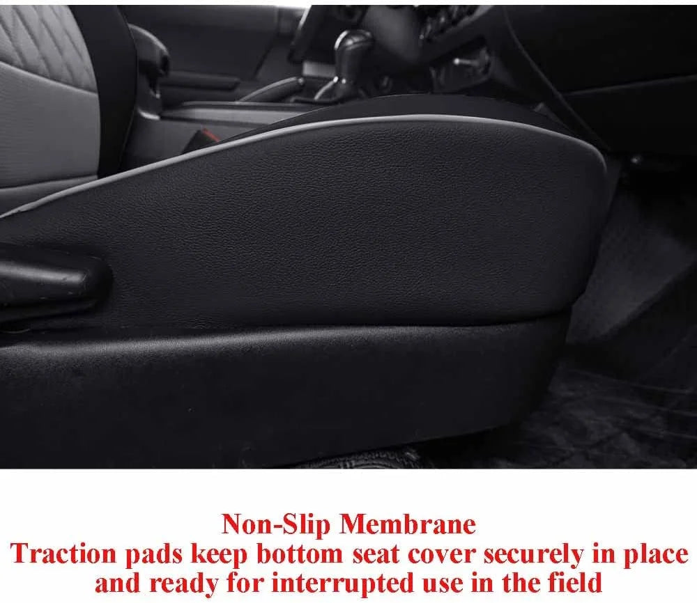 Black/Gray Leather Car Seat Covers Full Set H92635