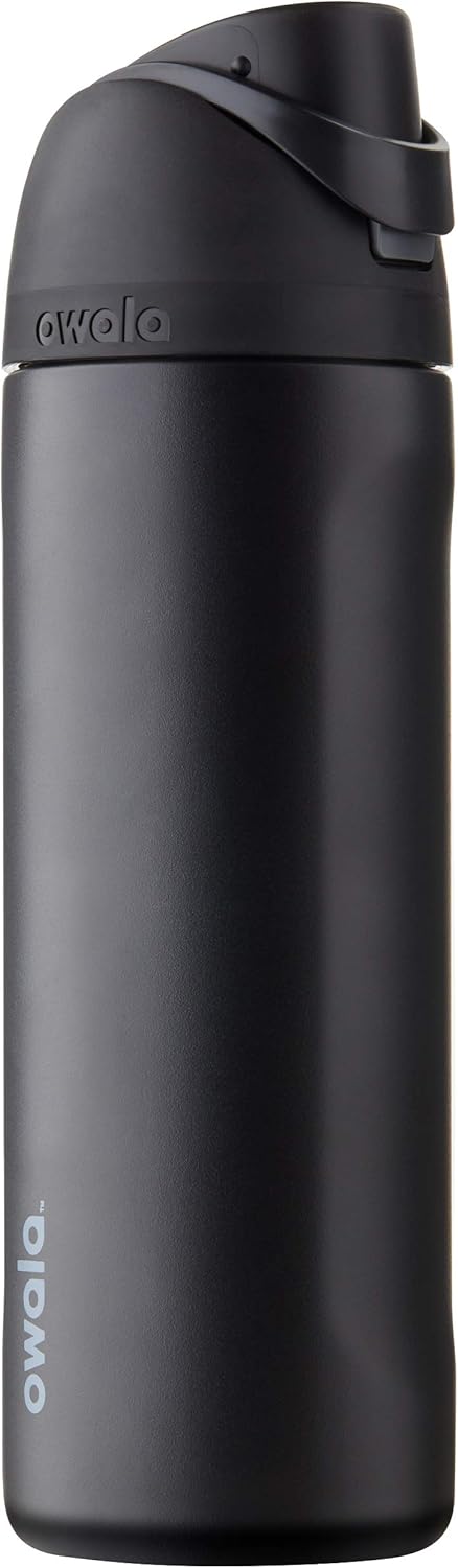 Black Insulated Stainless Steel Water Bottle with Silicone Boot O12318