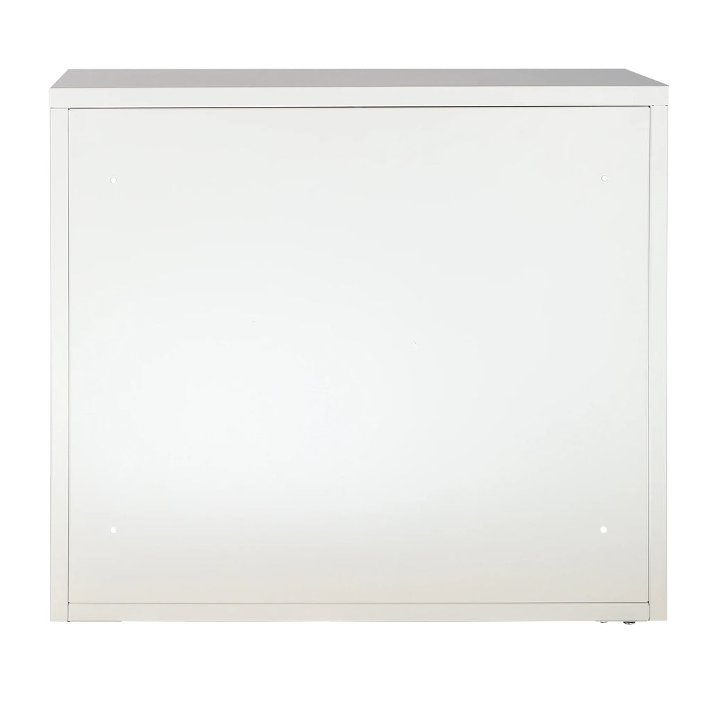 Retro Style Double Glass Door Wall Cabinet with Detachable Shelves White M314