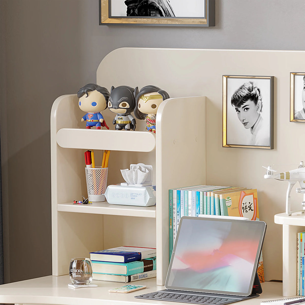 Kids Wooden Study Desk with Bookshelf and Two Drawers R4998