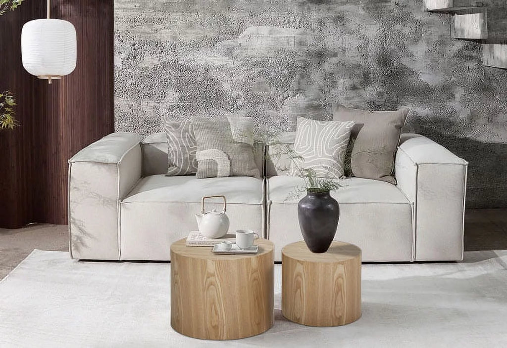 MDF Oak Veneer Nesting Table Set of 2 O8471