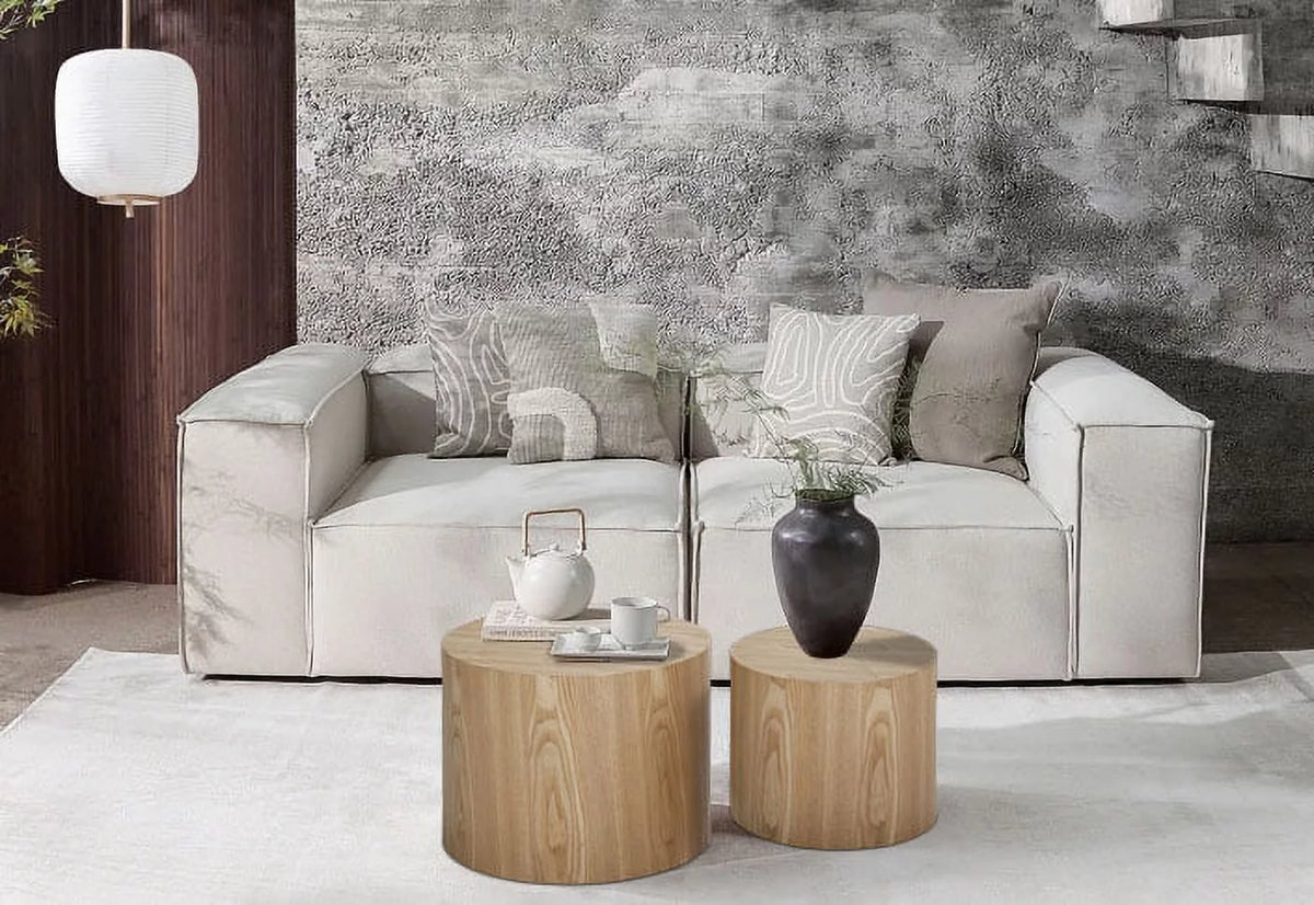 MDF Oak Veneer Nesting Table Set of 2 O8471