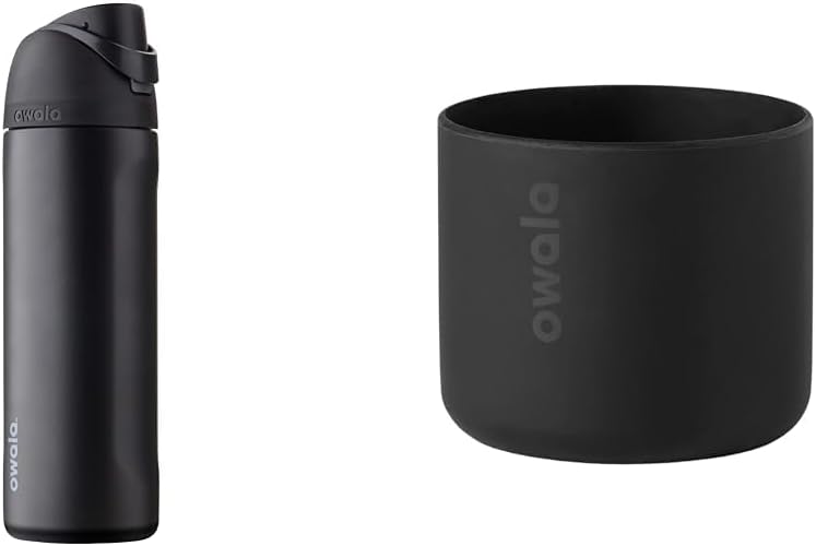 Black Insulated Stainless Steel Water Bottle with Silicone Boot O12318