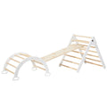 Foldable Wooden Climbing Triangle Arch with Ramp and Slide G372211