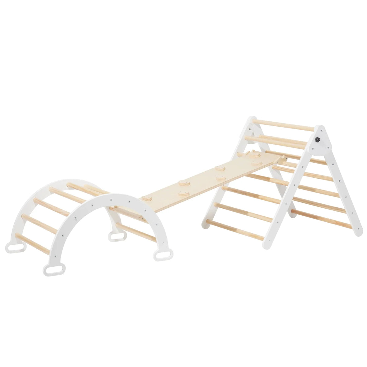 Foldable Wooden Climbing Triangle Arch with Ramp and Slide G372211