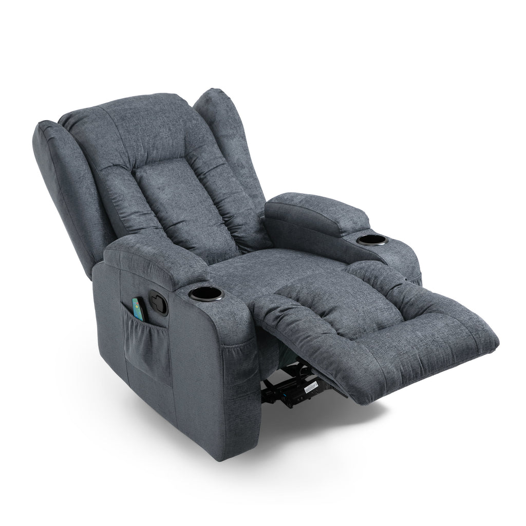 Charcoal Fabric Tufted Massage Recliner U690150