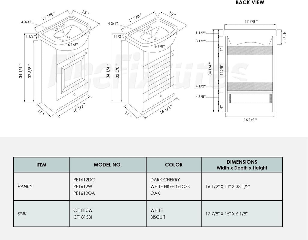 Small White Bathroom Vanity Cabinet and Sink S33916