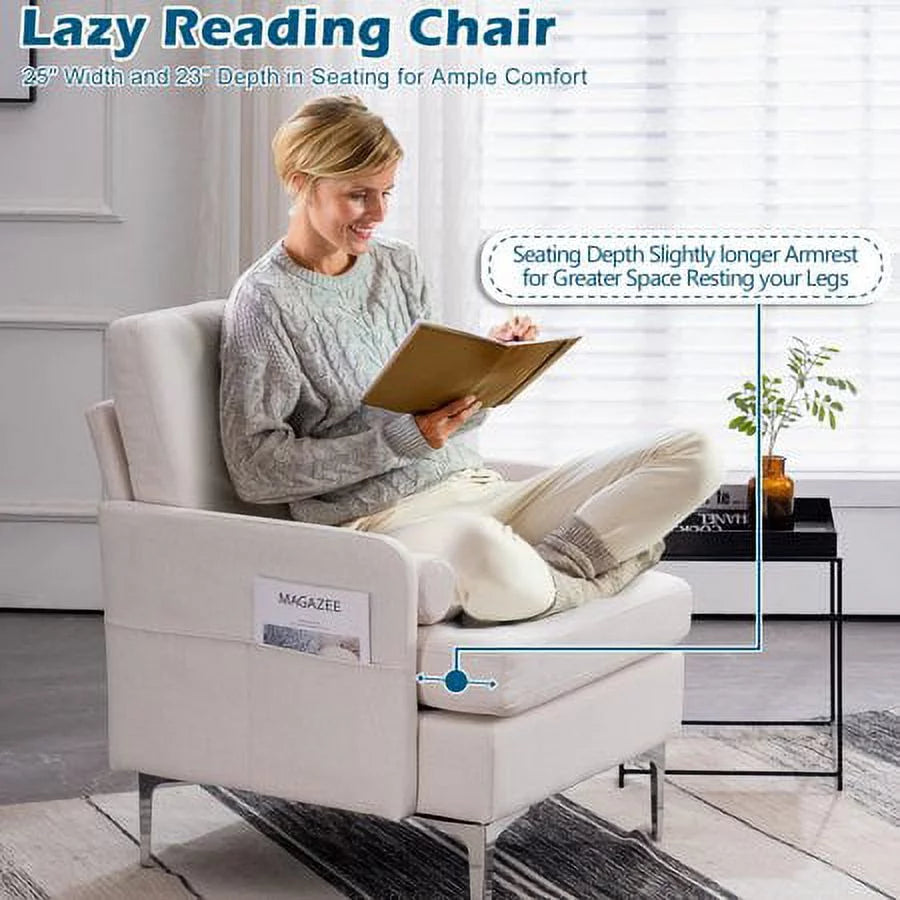 Grey Extra Wide Accent Chair with Side Pocket Q29911