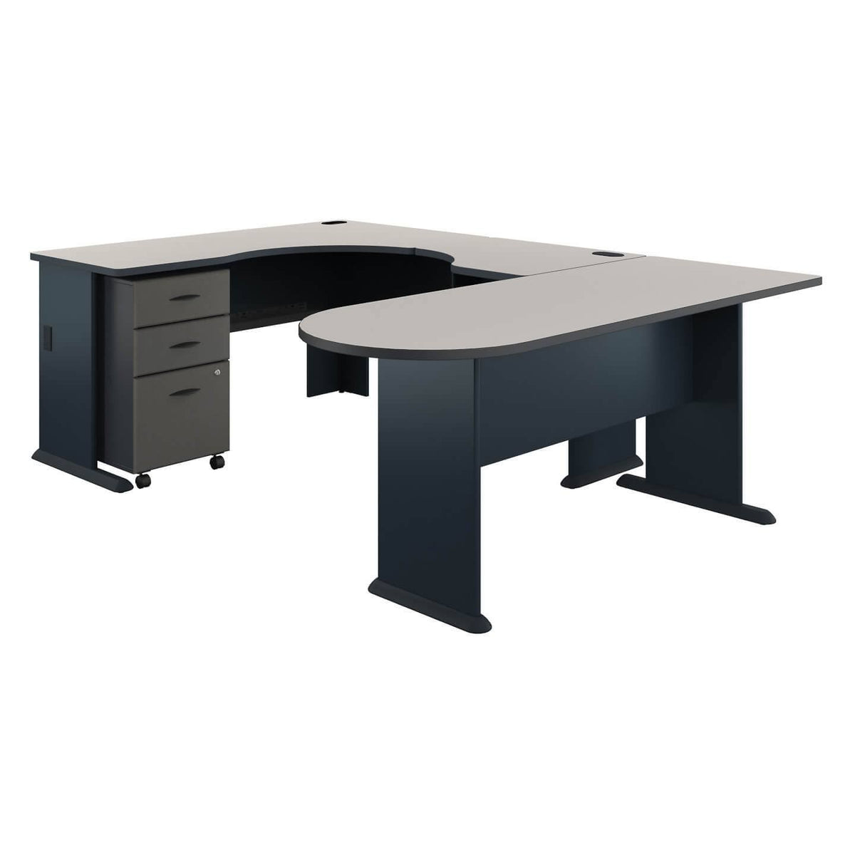 U-Shaped Corner Desk with Mobile File Cabinet M281