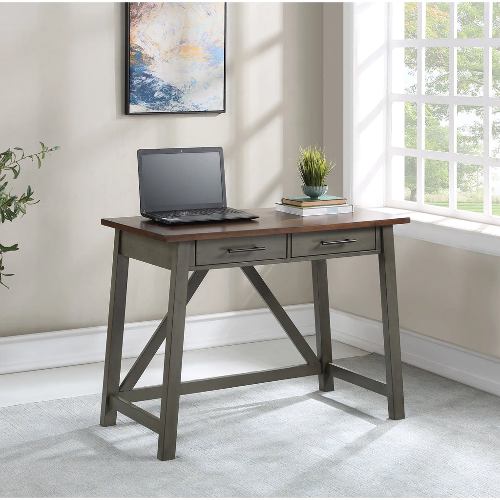 Slate Gray Engineered Wood Writing Desk with Drawers G218