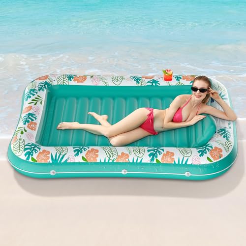 Inflatable Tanning Pool Lounger Float with Pillow & Cup Holder R270140