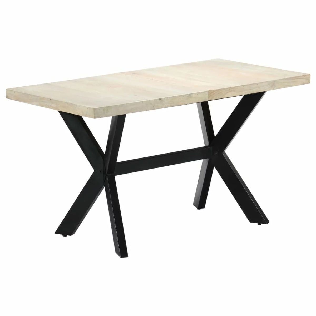 Modern Dining Table Mango Wood Tabletop Steel Frame 55.1 Inches A2737