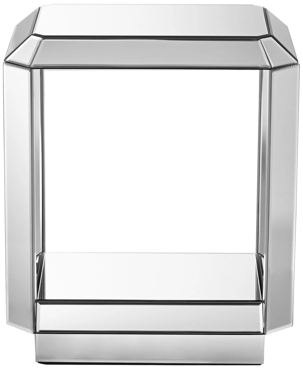 Mirrored Rectangular Accent Side End Table with Open Shelf G97414