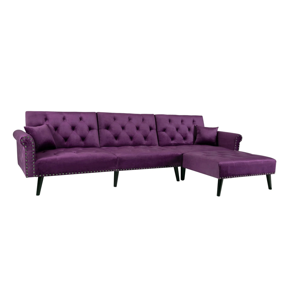 Purple Velvet Convertible Sofa Bed B1460