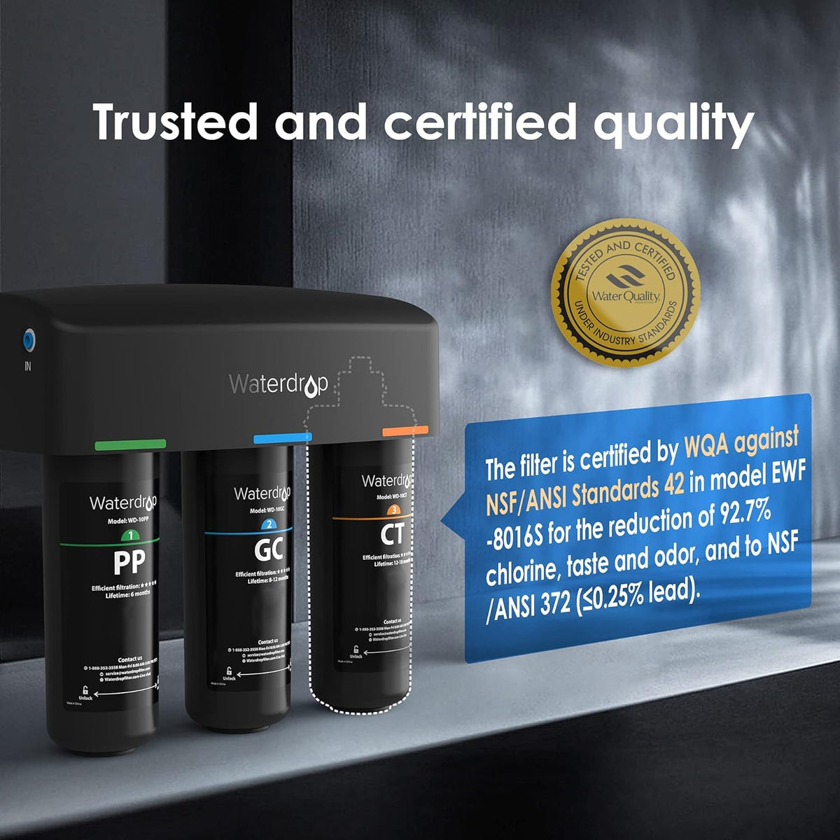 3-Stage Under Sink Water Filter with Dedicated Faucet F88840
