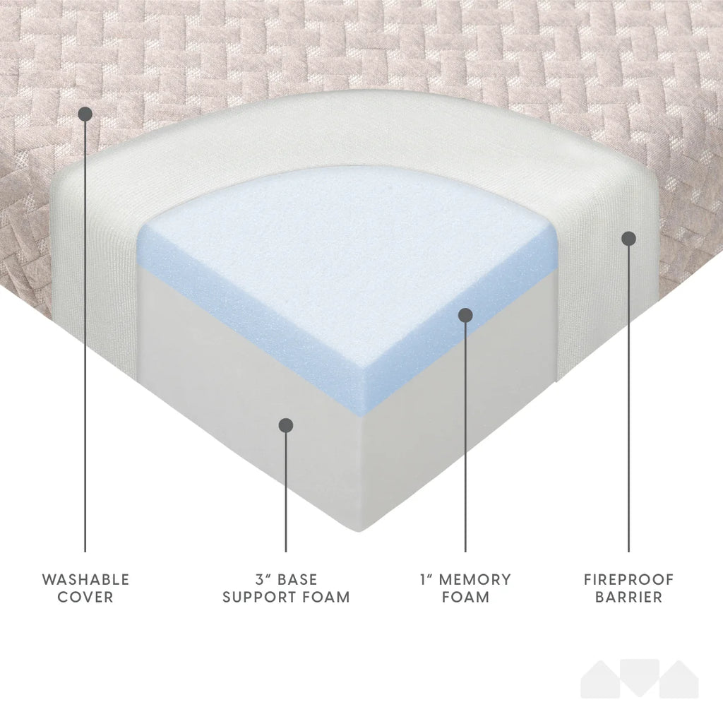 Folding Mattress, Memory Foam, Waterproof Washable Cover, Single E169