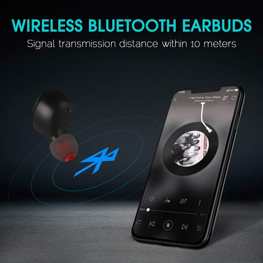 IP68 Waterproof Wireless Bluetooth 5.0 Earbuds with Wireless Charging Case, Pack of 2 U790775