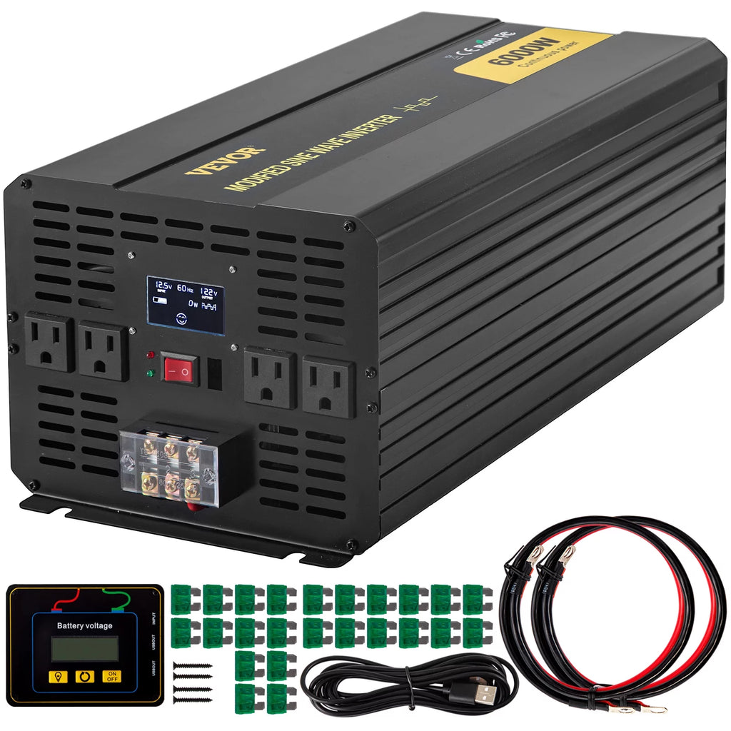 6000W Modified Sine Wave Power Inverter DC 12V to AC 120V with LCD Display L300368