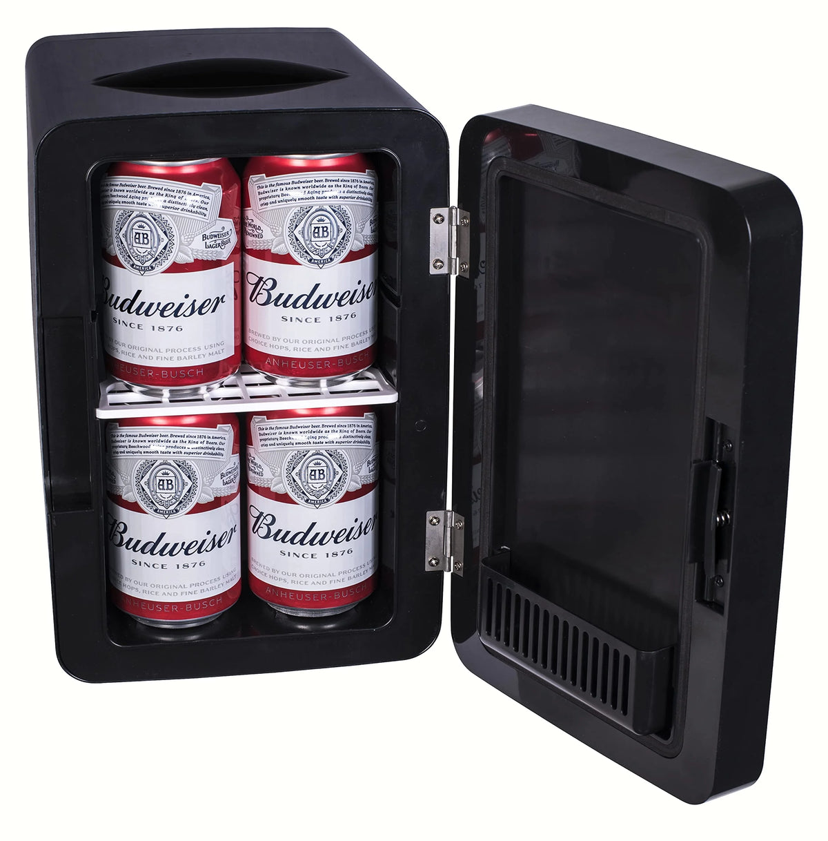 Mini Portable Lighted Mirror Fridge Cooler, 6.5L Capacity, Black Q943367