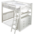 Solid Wood Full Loft Bed with Dresser in White K912