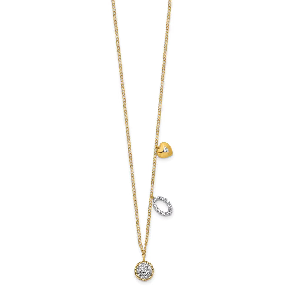 14kt Yellow Gold Diamond Circle Heart Necklace D1029