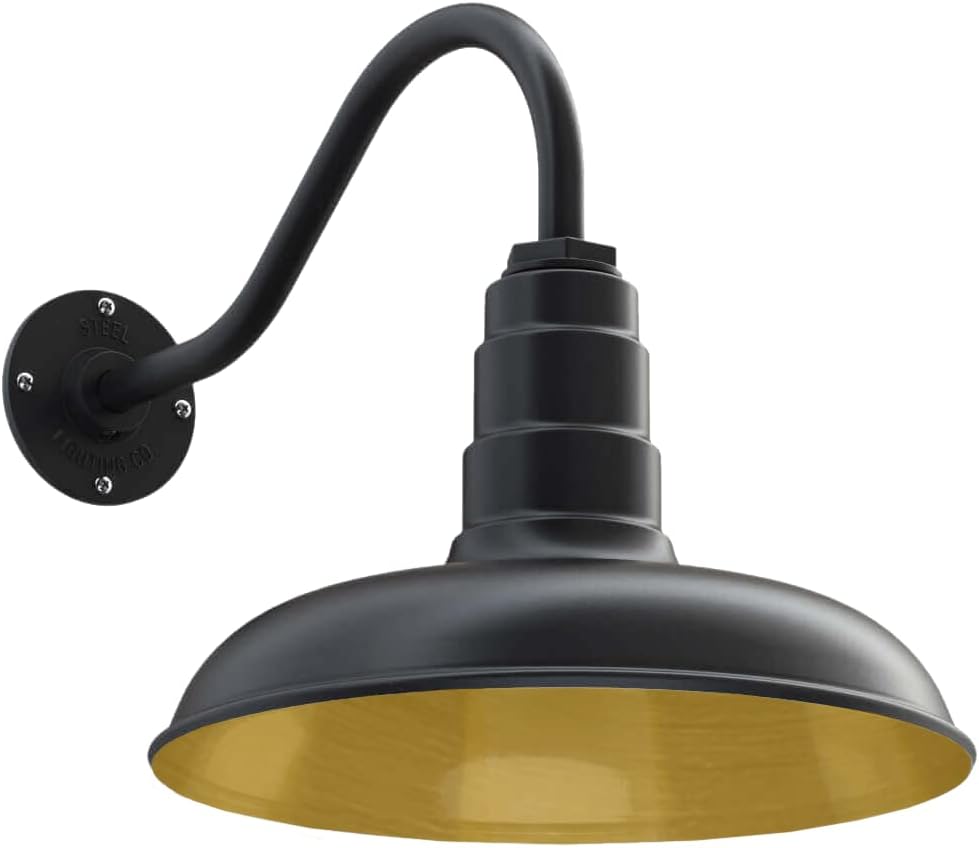 Gooseneck Barn Light with Steel Dome, 16 Gooseneck, White U579904