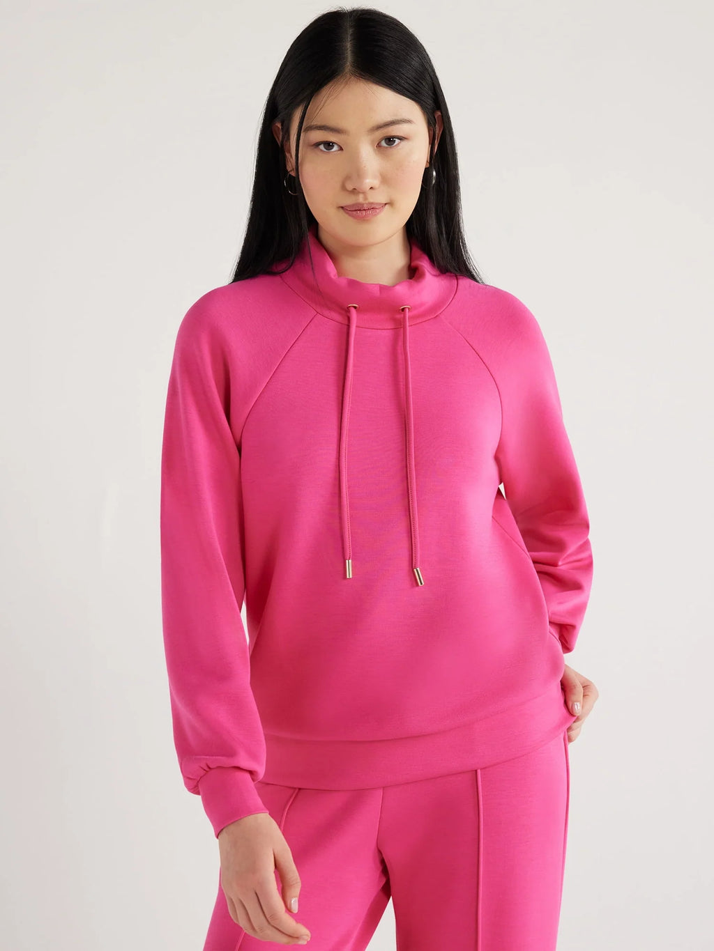 Women's Scuba Knit Funnel Neck Sweatshirt Q790