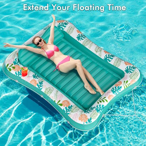 Inflatable Tanning Pool Lounger Float with Pillow & Cup Holder R270140