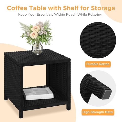 5 Piece PE Wicker Patio Conversation Set with Cushions R250436