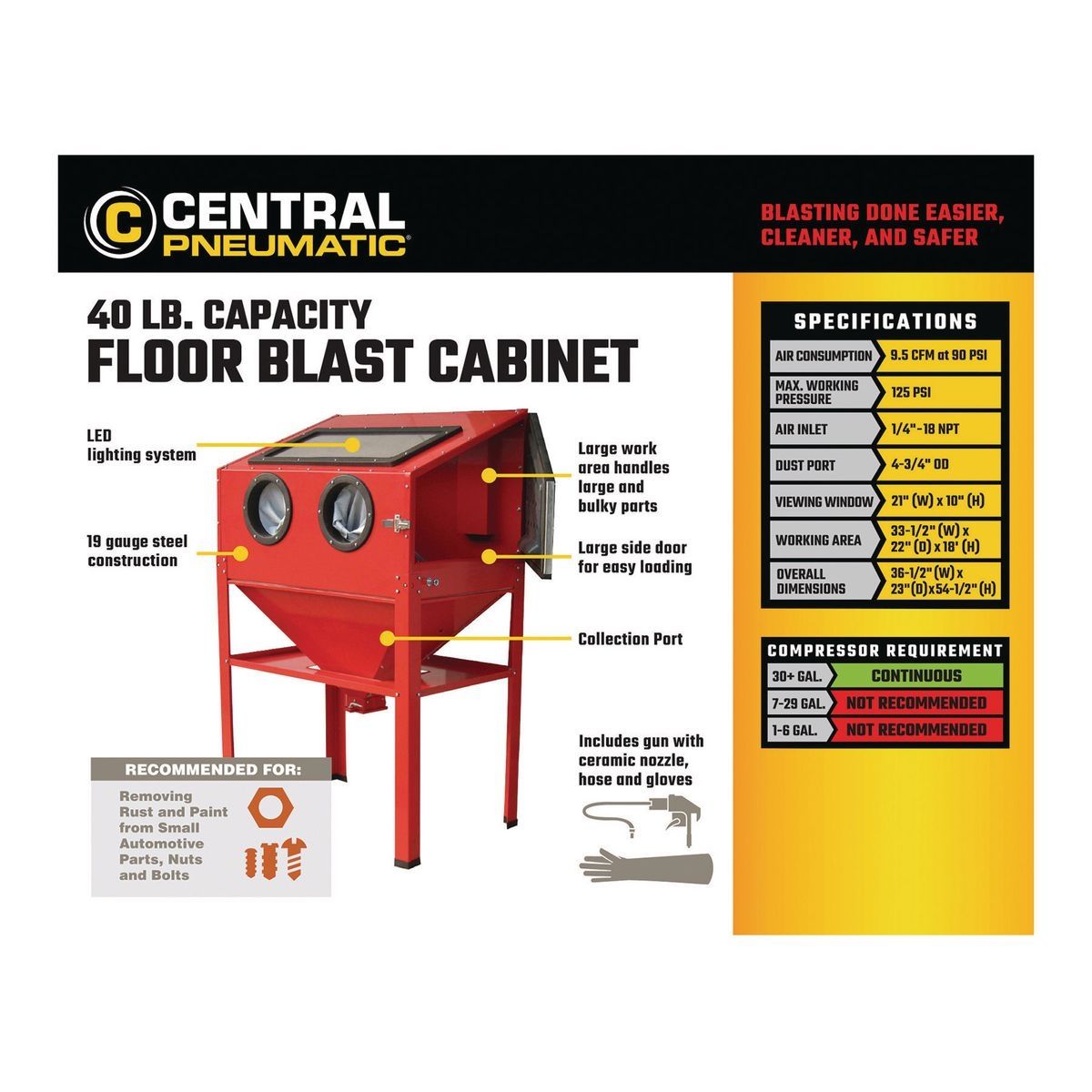 40 lb. Capacity Floor Abrasive Blast Cabinet L919938
