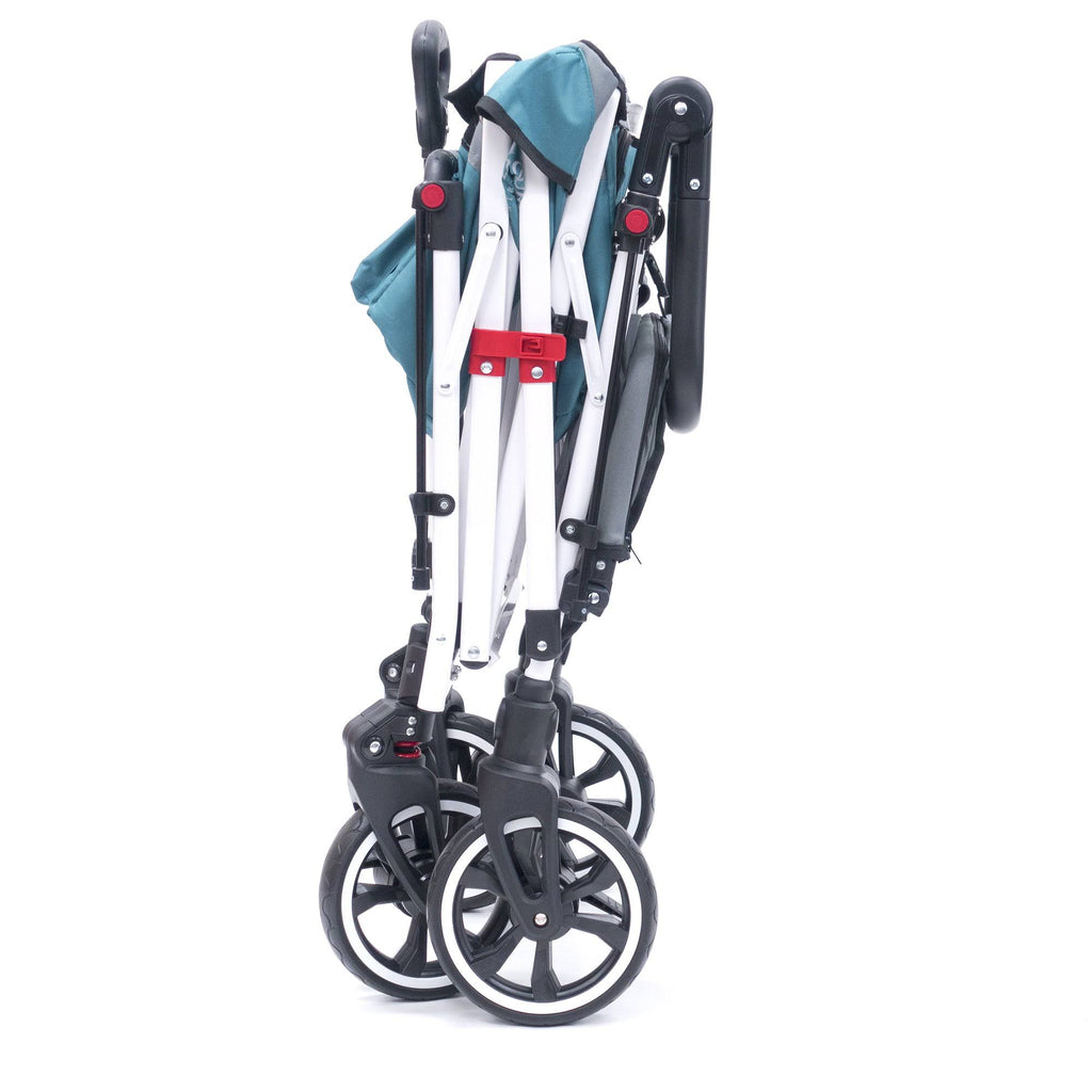 Teal Gray Folding Wagon Stroller with Canopy R25290