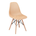 Beige Plastic Shell Chair with Beech Wood Legs U152850
