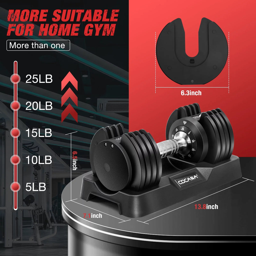 Adjustable Dumbbell Set 25 Lb Black L921